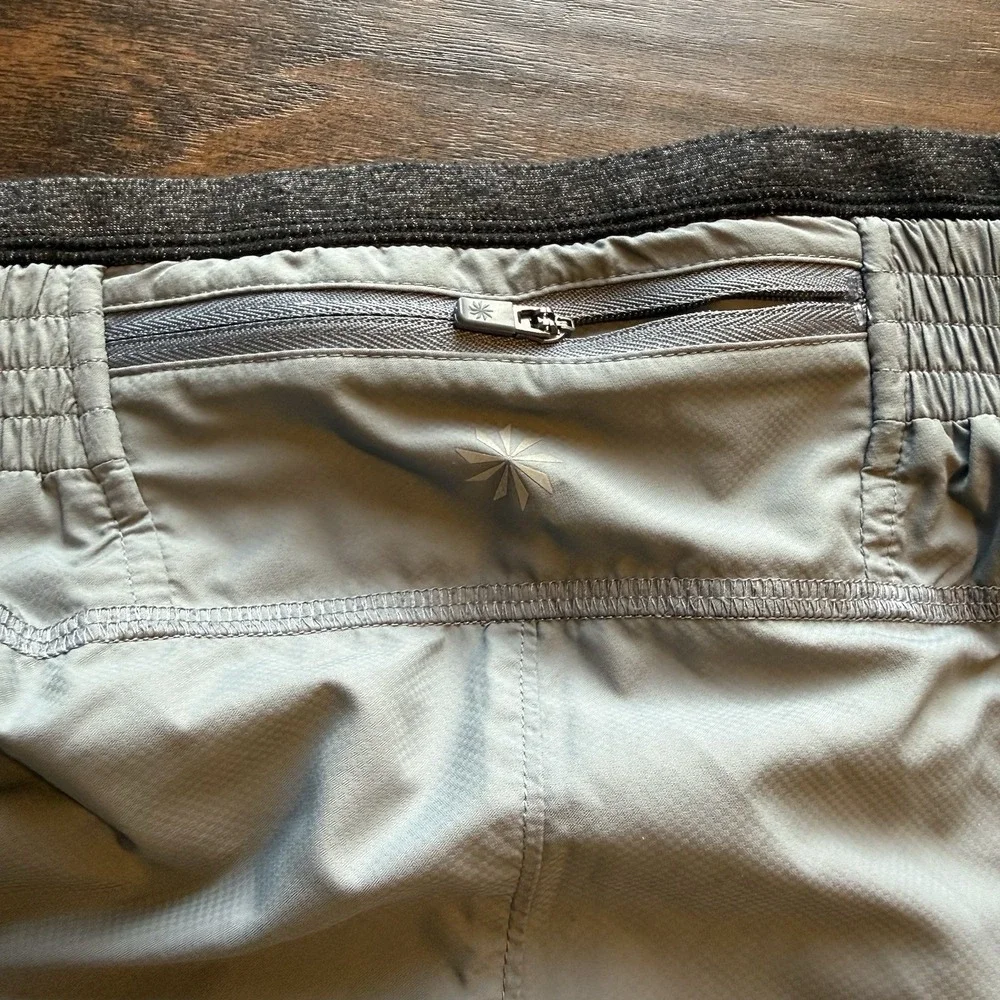 ATHLETA Skirted Leggings Gray Black Athletic Running Hiking XS Inside Pocket Zip - Picture 6 of 8